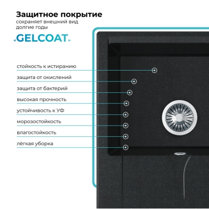 Мойка кухонная POLYGRAN GALS 620 (космос №316)
